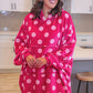 Cozy Blanket Hoodie- Magenta Polka Dot