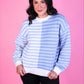 PREORDER- Nikki Color Block Sweater- Blue Stripe