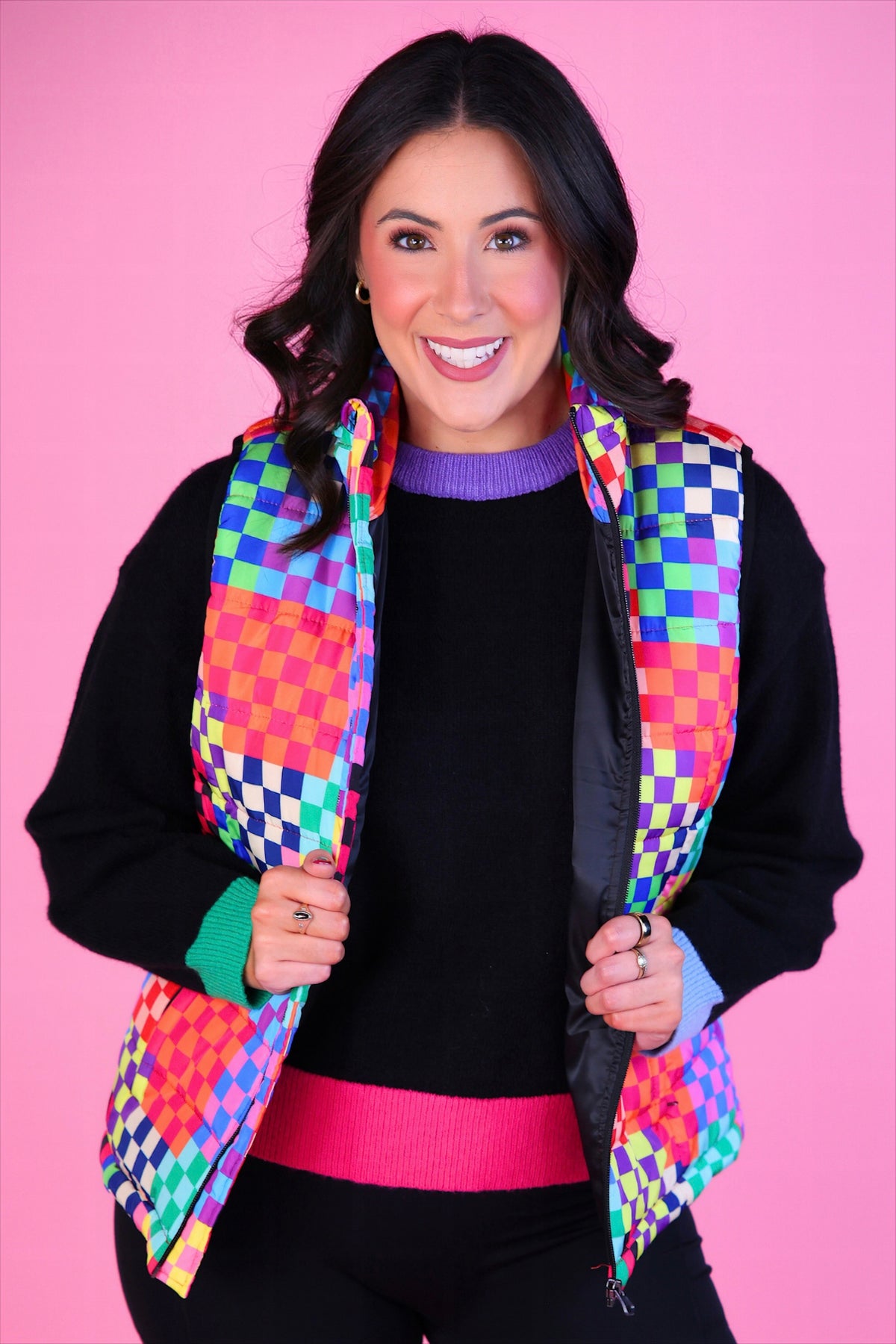 PREORDER- Nikki Color Block Sweater- Black Mix