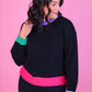 PREORDER- Nikki Color Block Sweater- Black Mix