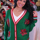 PREORDER- Sequin Poinsettia Cardigan