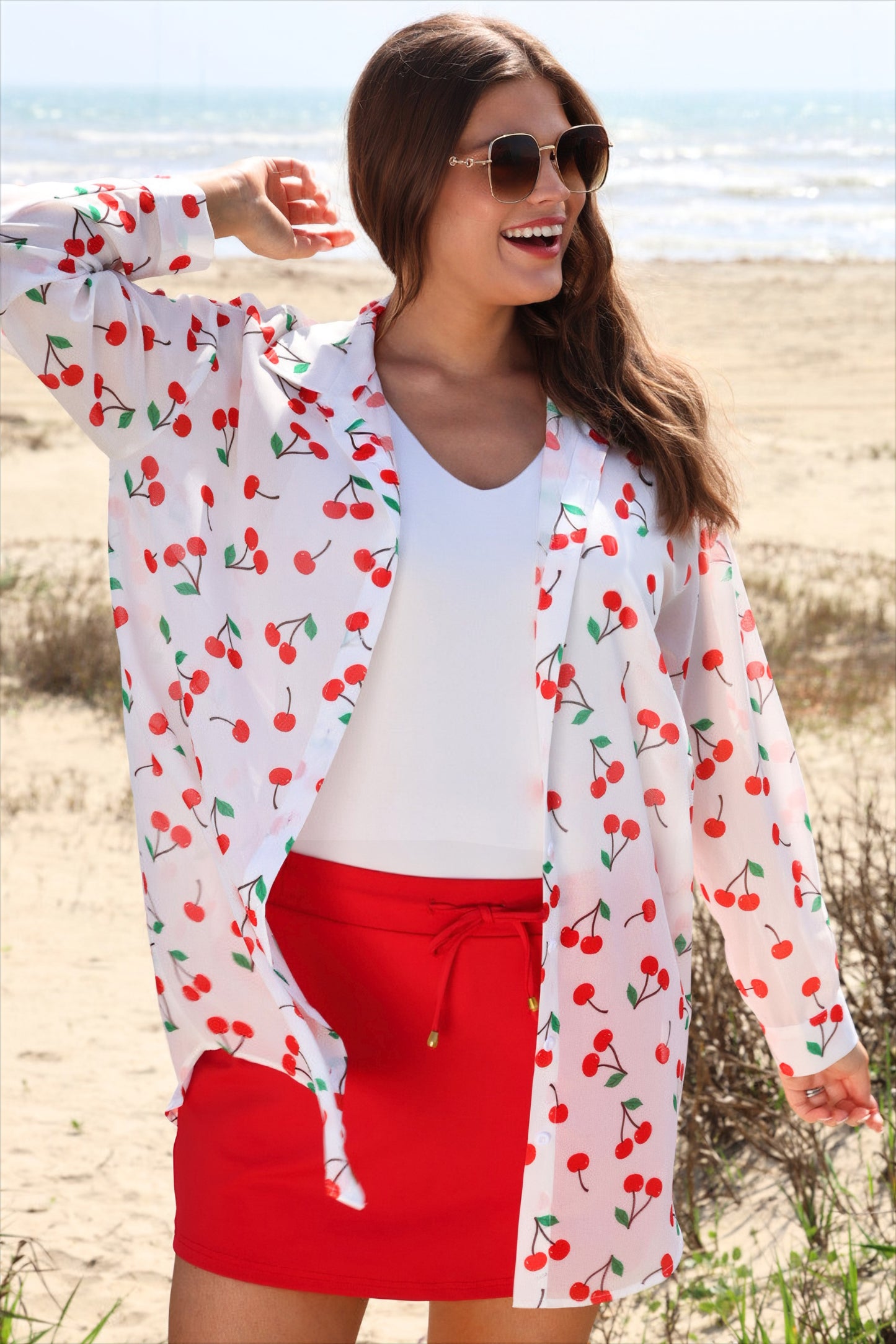 PREORDER- Breezy Tunic Top- Cherry Pop