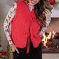 Twila Quilted Tie Vest- Red