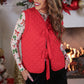 Twila Quilted Tie Vest- Red