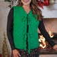 Twila Quilted Tie Vest- Green