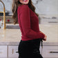 PREORDER- Keigan Mesh Top- Maroon Glitter