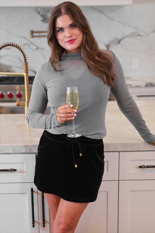 PREORDER- Keigan Mesh Top- Silver Glitter