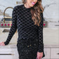 PREORDER- Times Square Velvet Mesh Top- Black Checkered