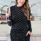 PREORDER- Times Square Velvet Mesh Top- Black Checkered