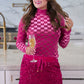 PREORDER- Times Square Velvet Mesh Top- Pink Checkered