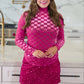 PREORDER- Times Square Velvet Mesh Top- Pink Checkered