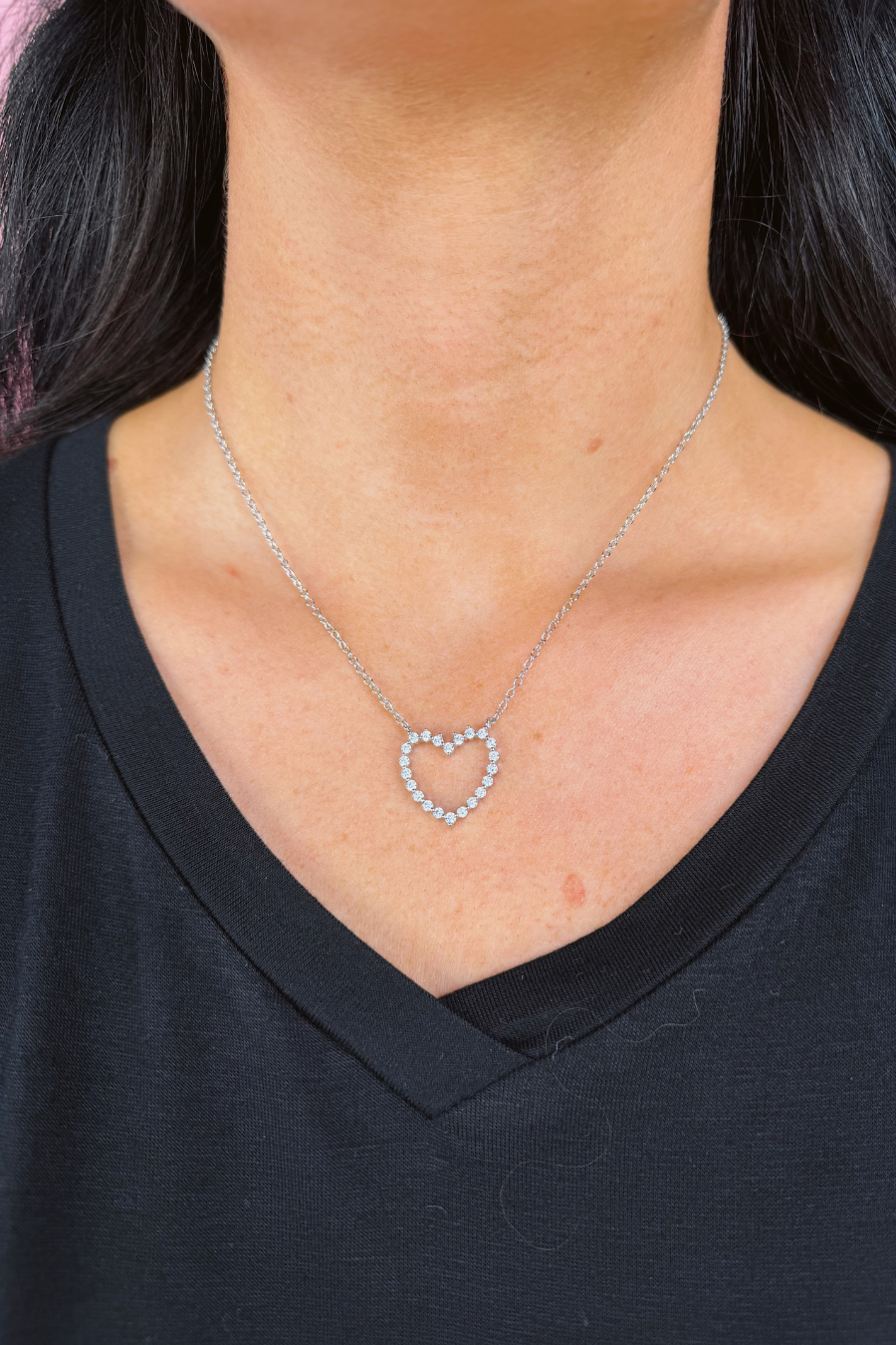 Jessica Signature Heart Pendant Necklace- Silver