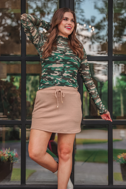 PREORDER- Keigan Mesh Top- Green Camo