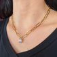 Paperclip Chain Necklace- Gold/Pink