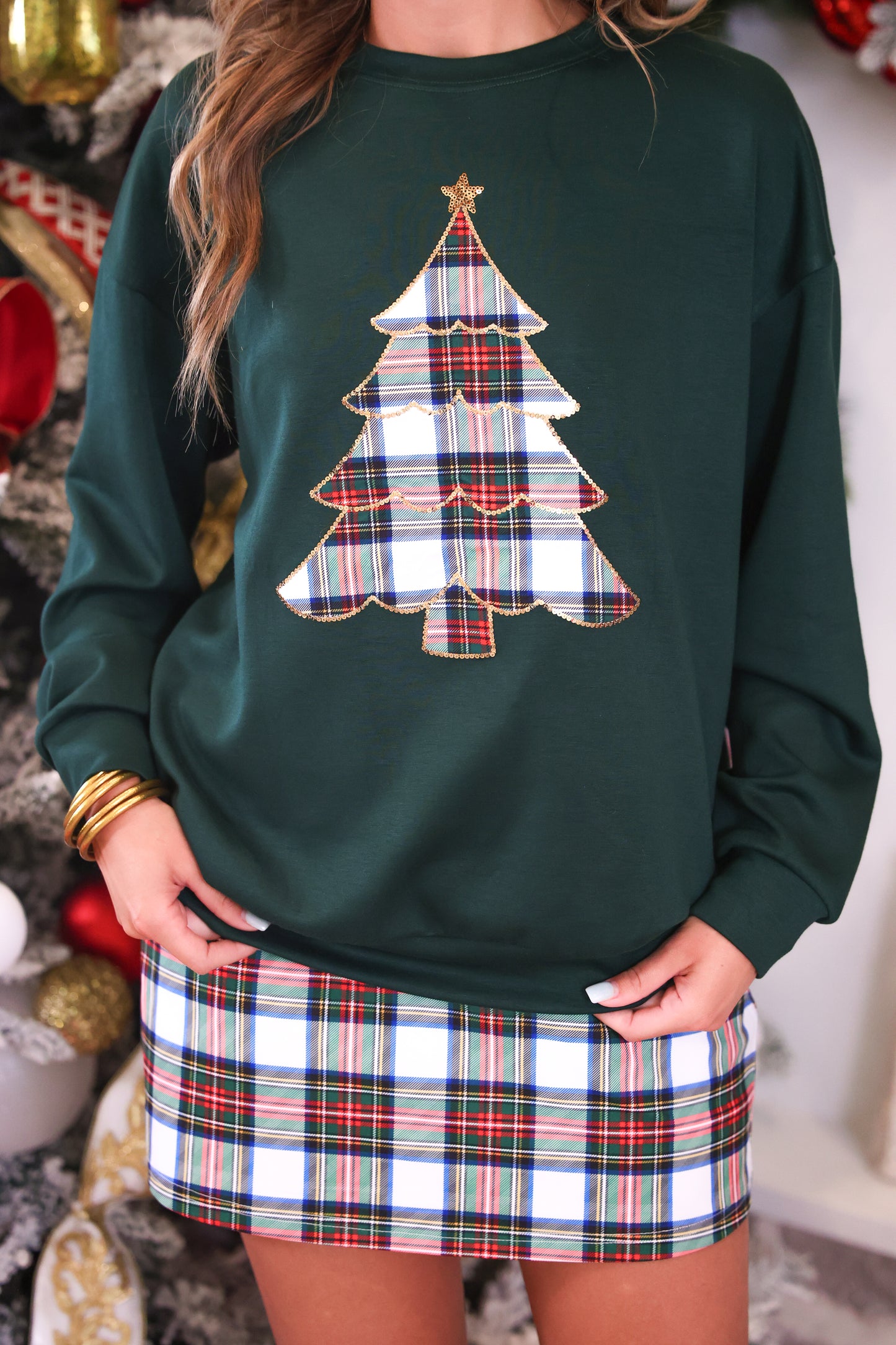 PREORDER- Plaid Christmas Tree Pullover