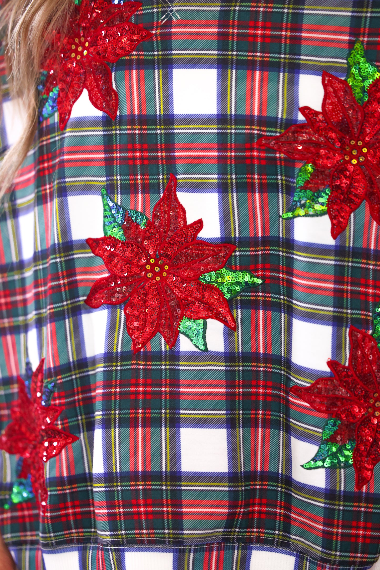 PREORDER- Plaid Poinsettia French Terry Pullover
