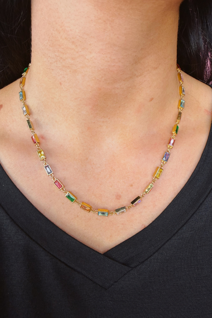 Rainbow Baguette Necklace