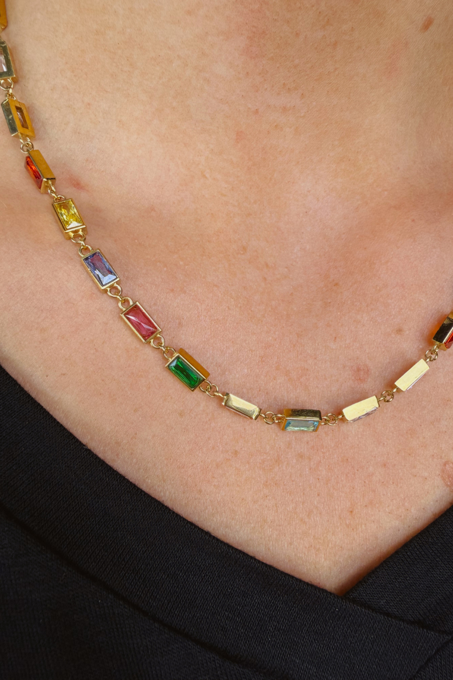 Rainbow Baguette Necklace