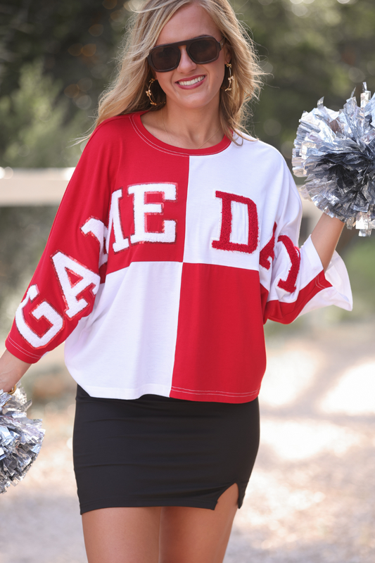 Huddle Up Color Block Top- Red