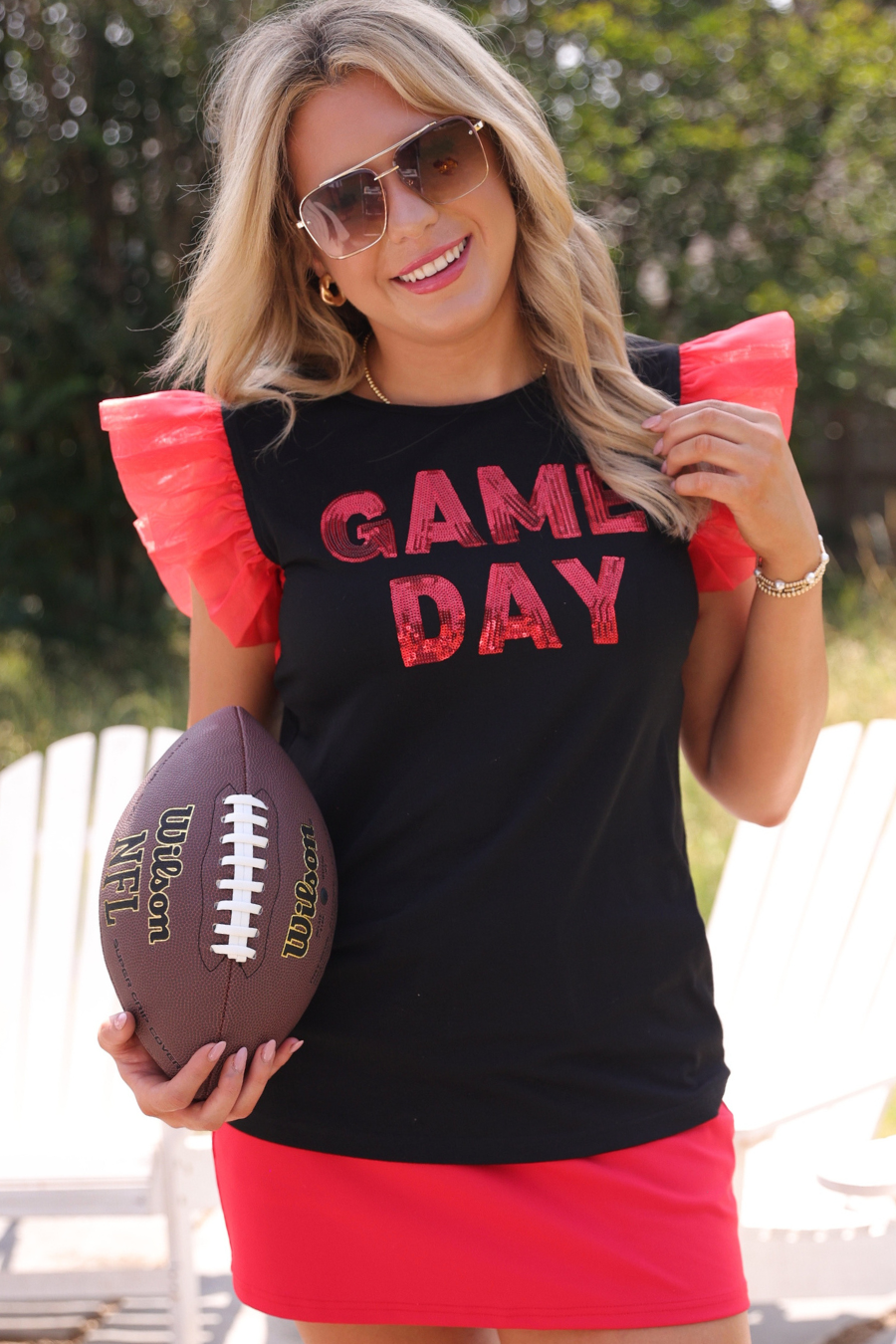 It's Game Day Sequin Patch Top