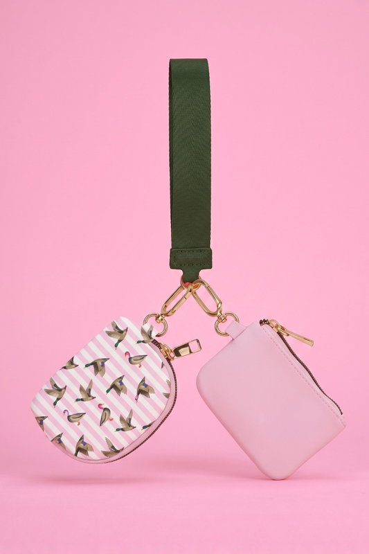 PREORDER- Double Pouch Wristlet- Lucky Duck