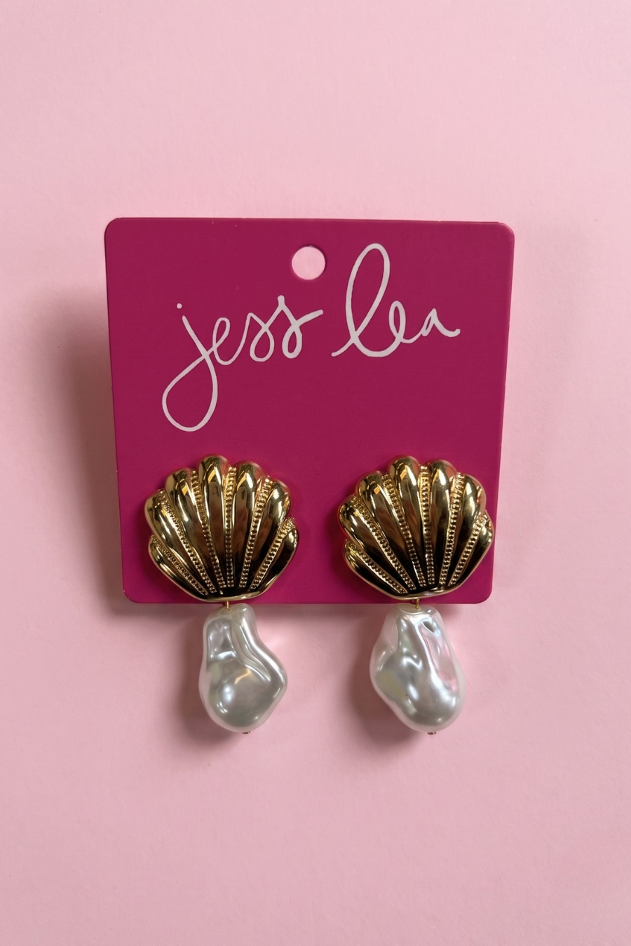 Seashell Pearl Drop Earrings