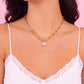 Paperclip Chain Necklace- Gold/Crystal
