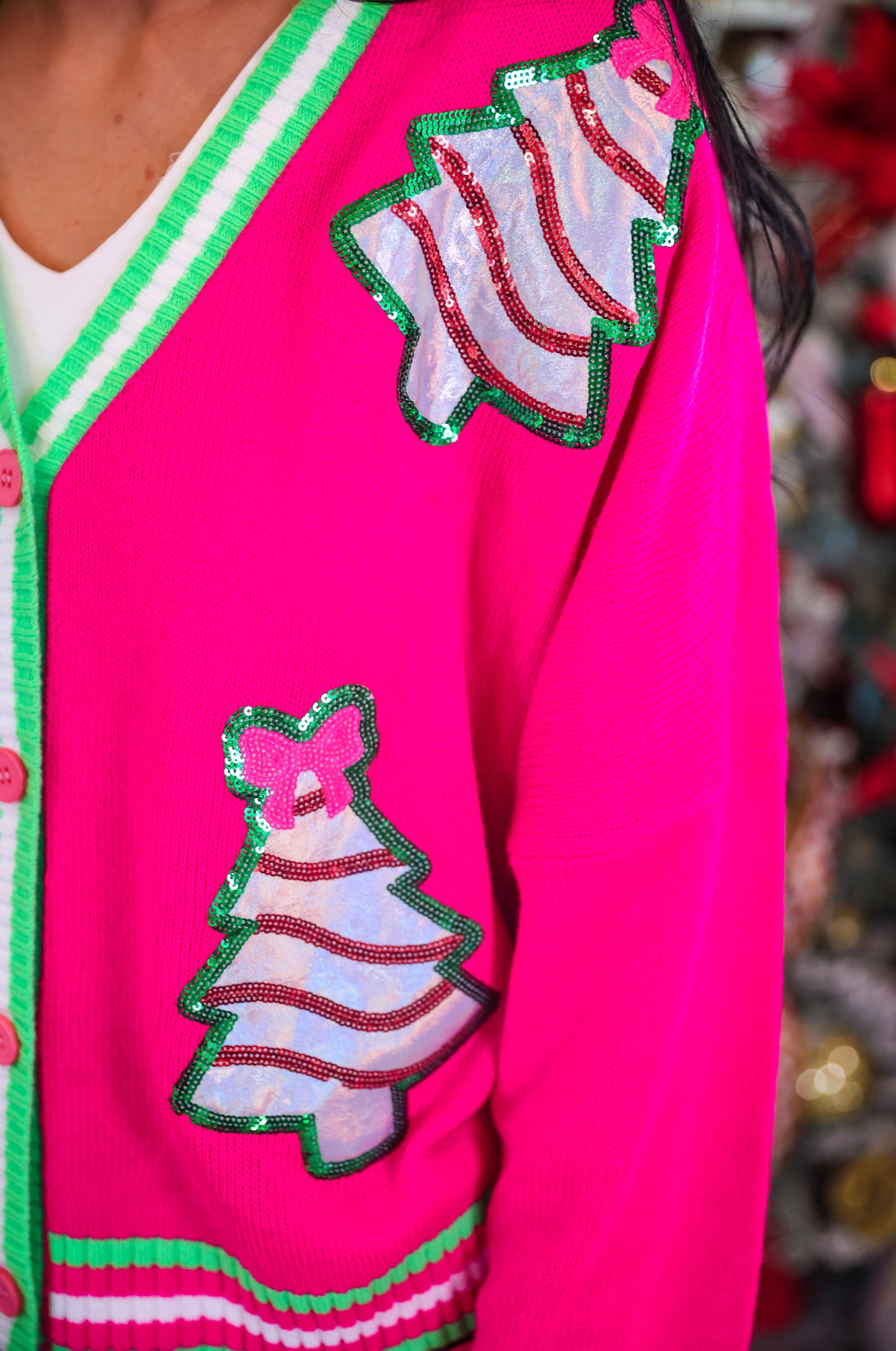 PREORDER- Pink Bow Christmas Treat Cardigan