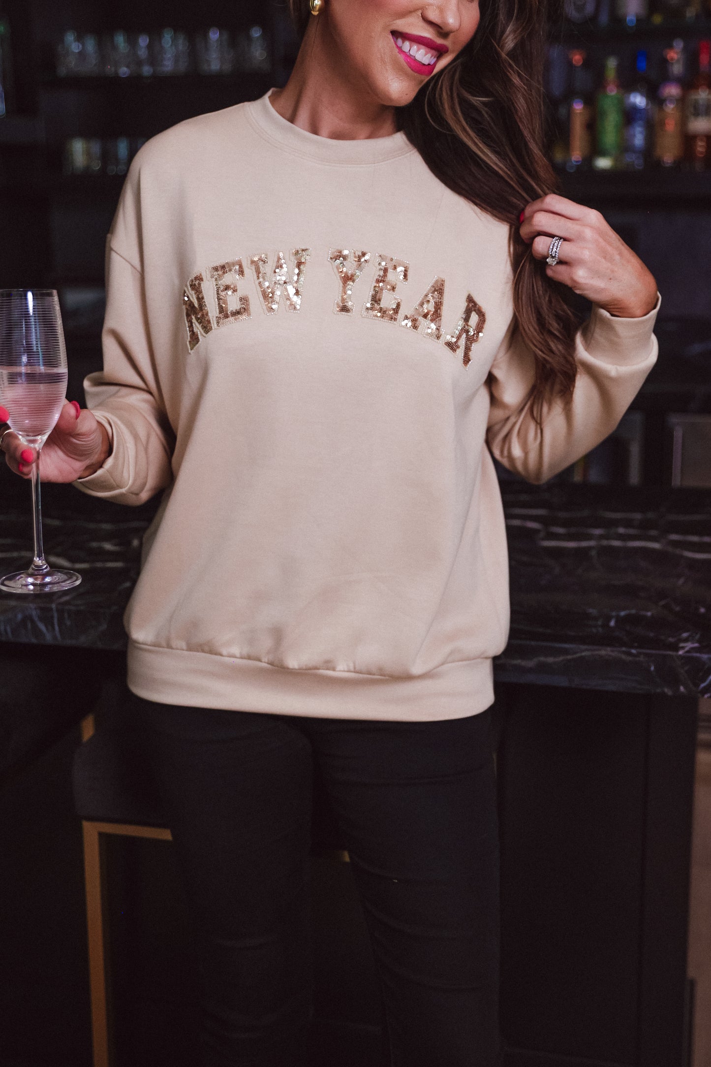 New Year Sequin Beaded Pullover