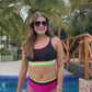 PREORDER- Set For Vacay Two Piece Swimsuit- Black/Neon
