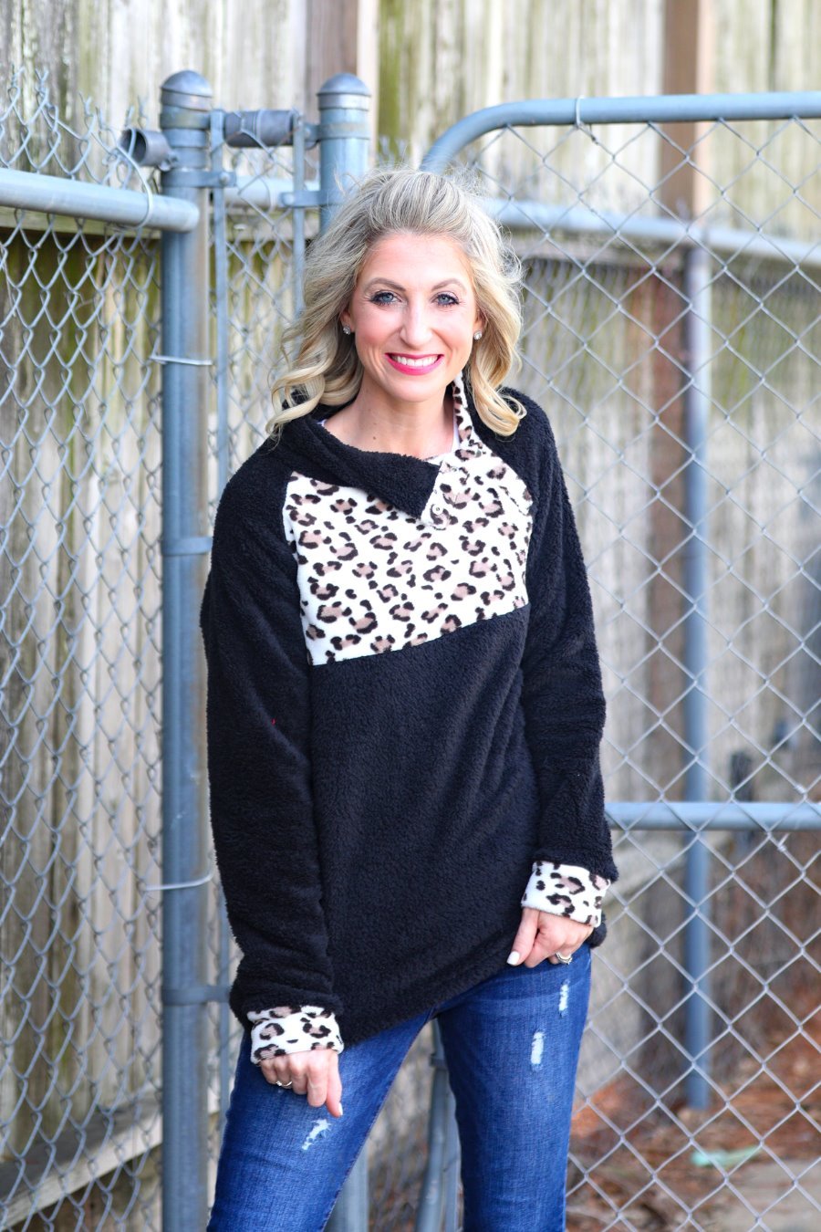 Larissa Leopard Fleece Pullover