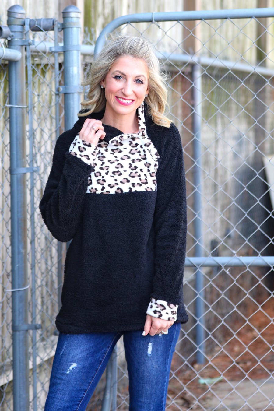 Larissa Leopard Fleece Pullover