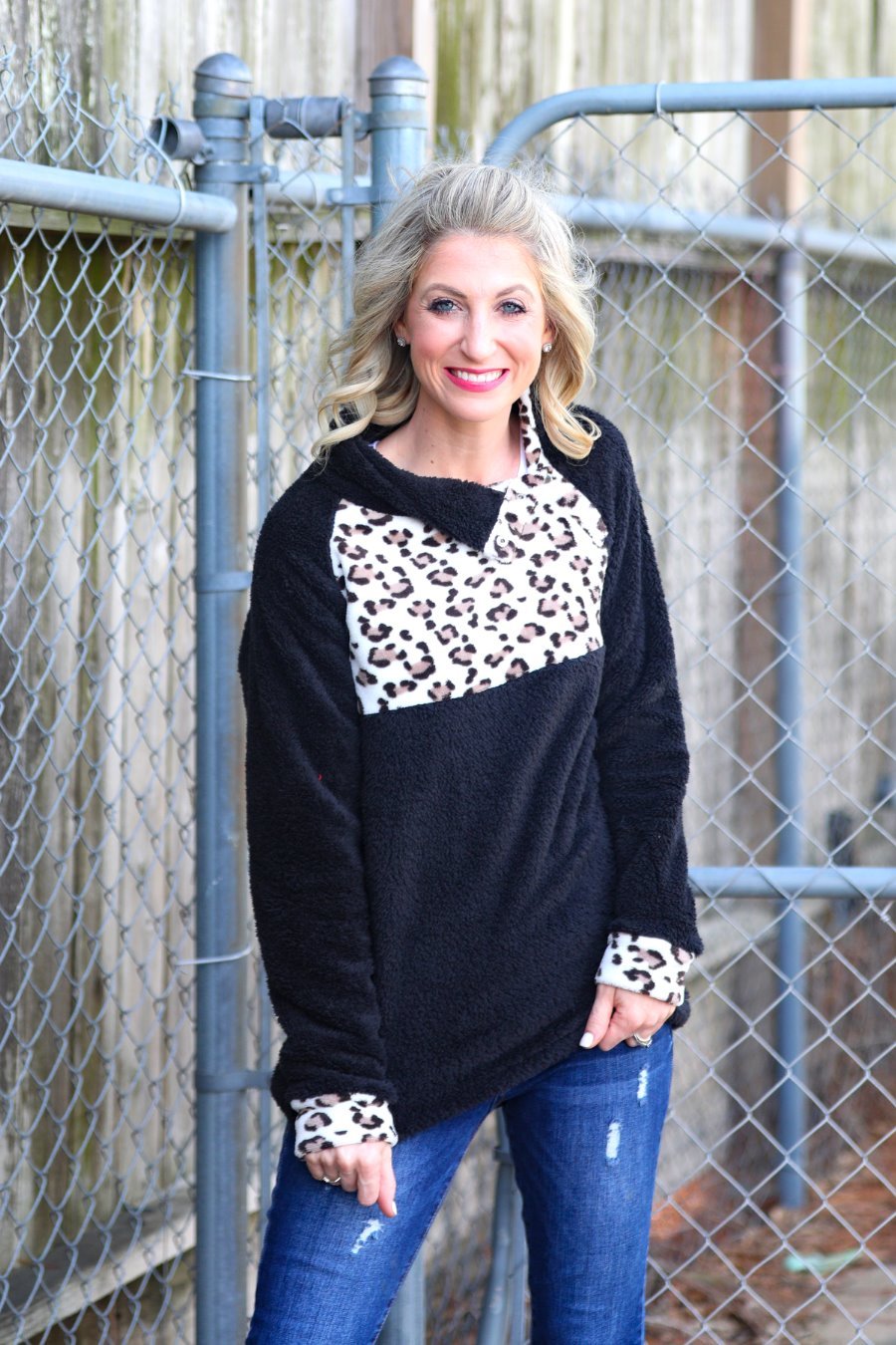 Larissa Leopard Fleece Pullover