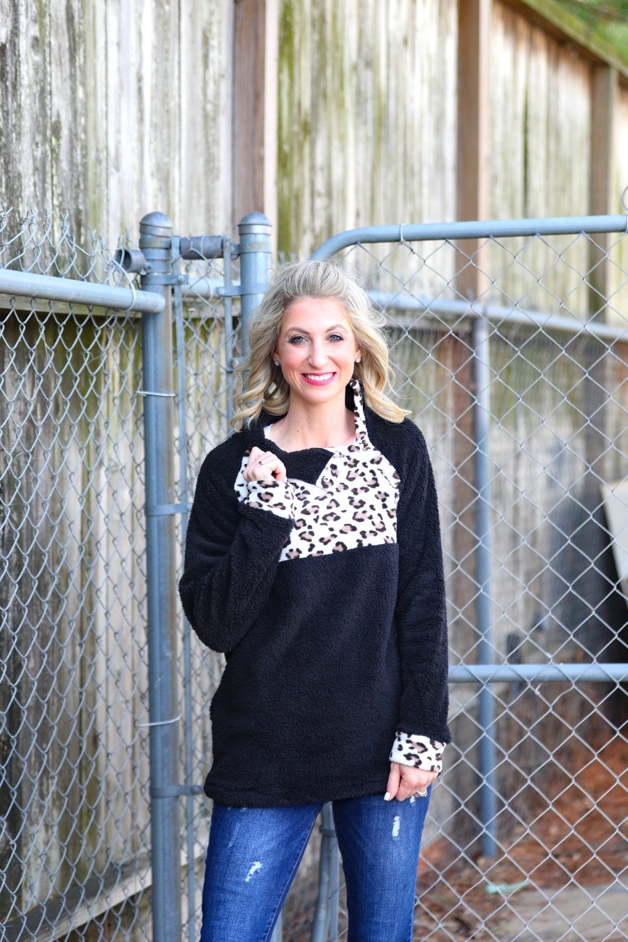 Larissa Leopard Fleece Pullover