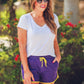 Purple and Yellow Drawstring Everyday Shorts - Jess Lea Wholesale