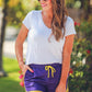 Purple and Yellow Drawstring Everyday Shorts - Jess Lea Wholesale