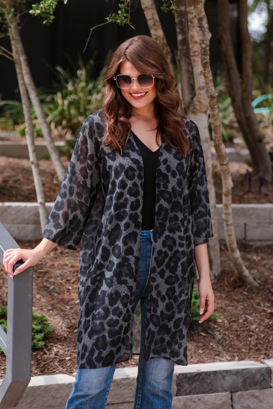 Spot On Leopard Charcoal Kimono - Jess Lea Wholesale