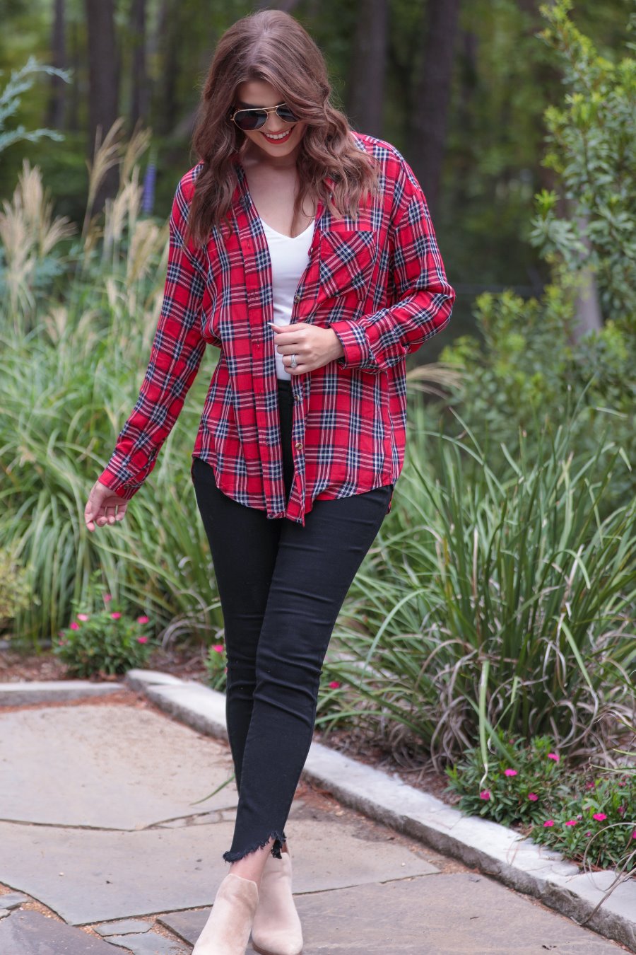 Aaron Plaid Button Up Top