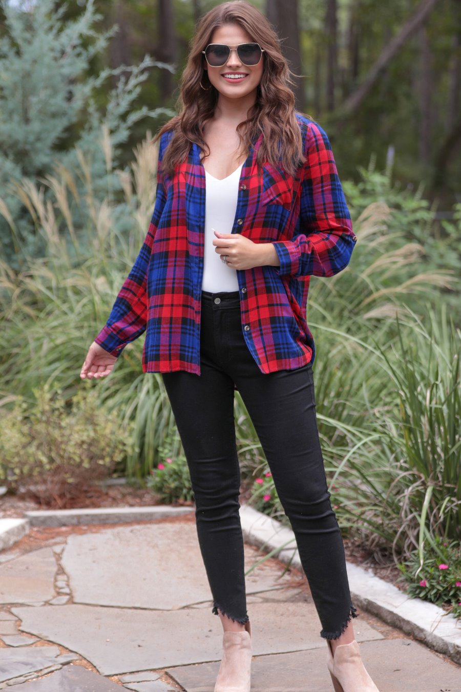 Adrian Plaid Button Up Top