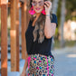 Adult Splash Of Color Leopard Drawstring Everyday Shorts