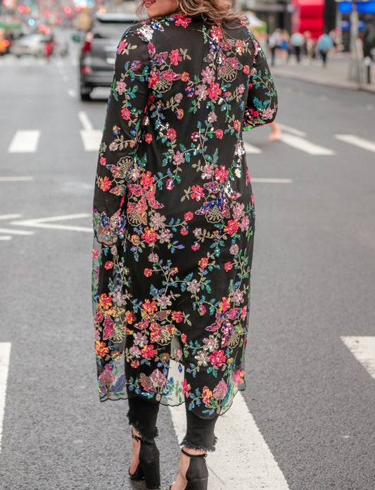 Here To Dazzle Floral Sequin Kimono - Jess Lea Wholesale