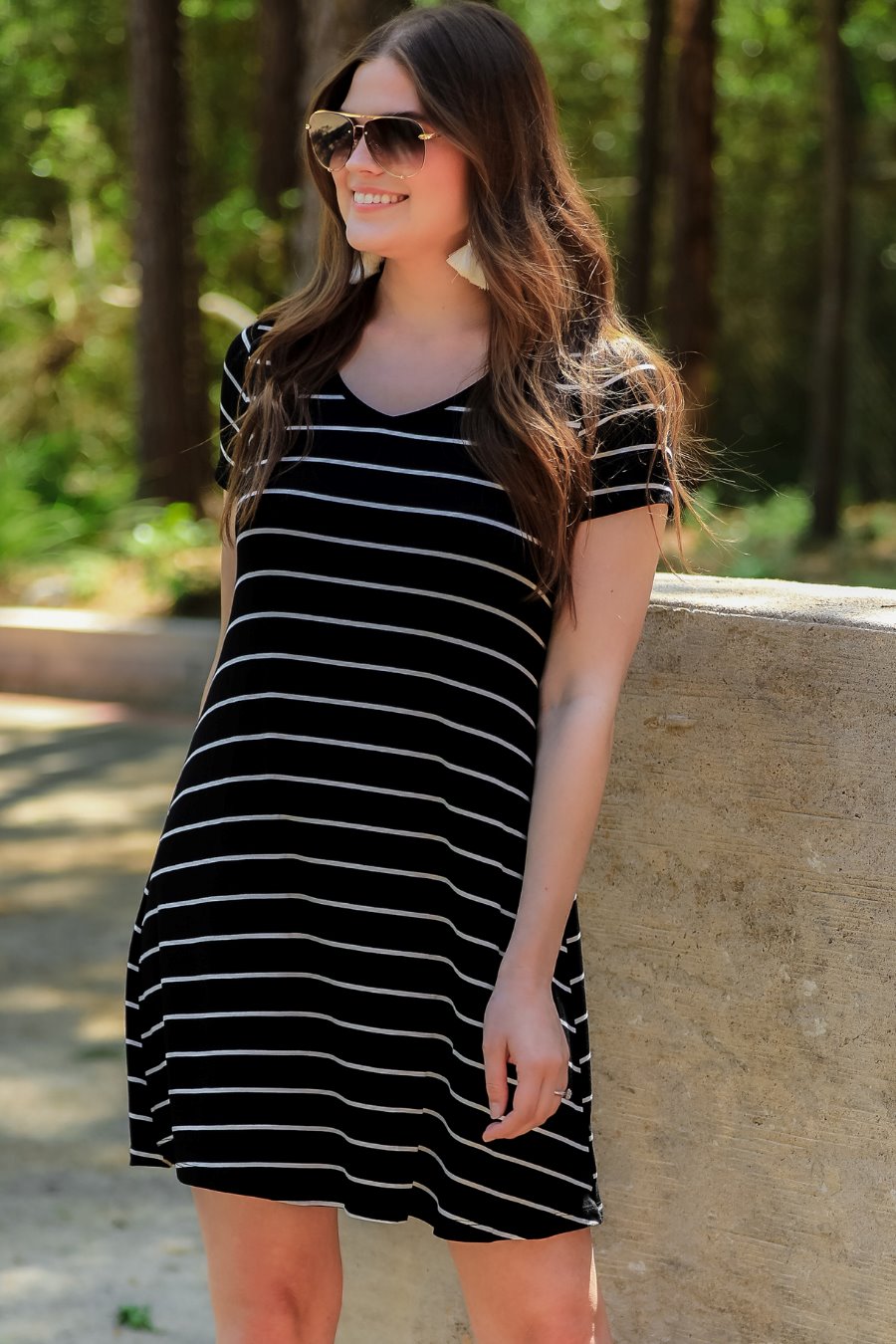 Abby Perfect V-Neck Striped Dress - Jess Lea Wholesale