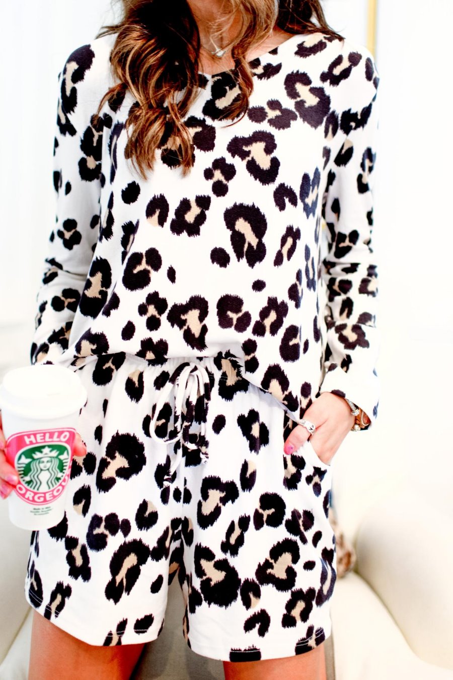 Jacie Long Sleeve Leopard Lounge Wear Set - Jess Lea Wholesale