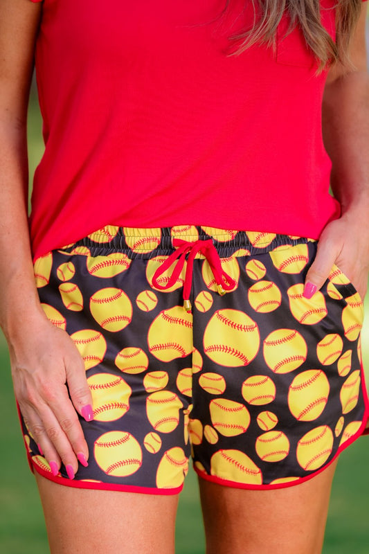 Home Plate Softball Drawstring Everyday Shorts - Jess Lea Wholesale