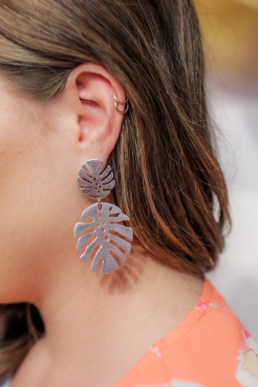 Tropical Palm Leaf Earrings