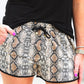 Sassy Snake Print Drawstring Everyday Shorts
