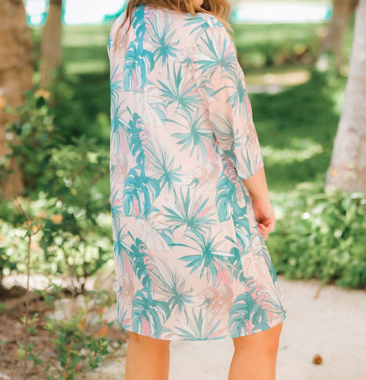 Hot Tropic Blush Palm Kimono - Jess Lea Wholesale