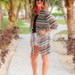 Get In Line Striped Leopard Kimono