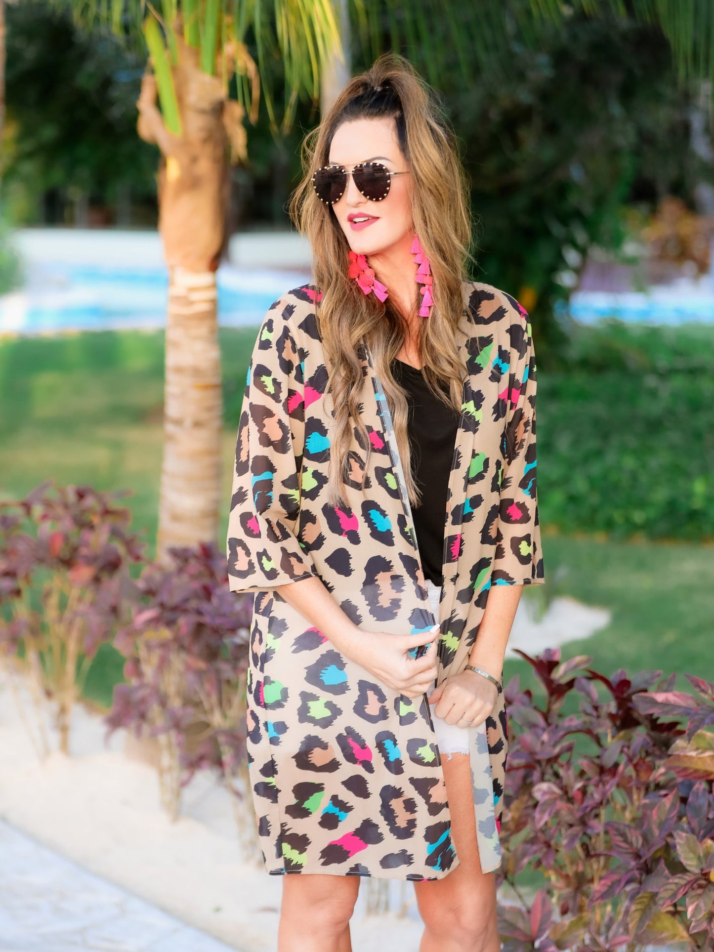 Splash Of Color Leopard Kimono