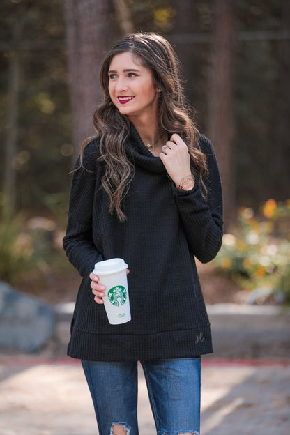 Walker Cowl Neck Waffle Top